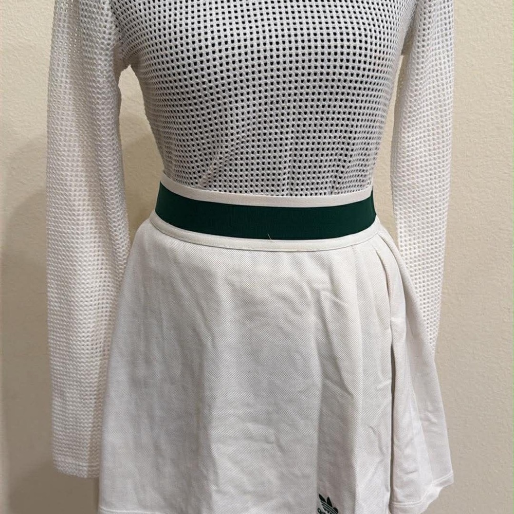 Adidas White A-Line Skirt with Green Details